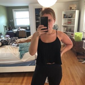 black velvet pleated tank